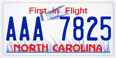 NC license plate AAA7825