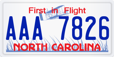 NC license plate AAA7826