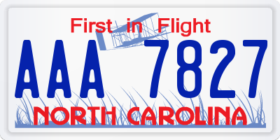 NC license plate AAA7827