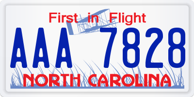 NC license plate AAA7828