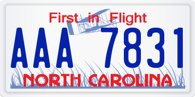 NC license plate AAA7831
