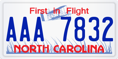 NC license plate AAA7832