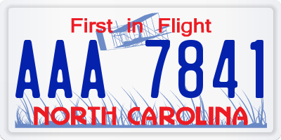 NC license plate AAA7841