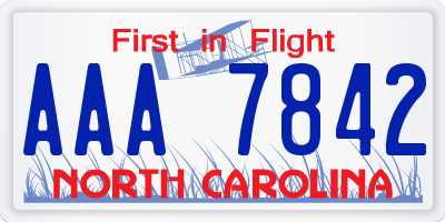 NC license plate AAA7842