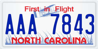 NC license plate AAA7843