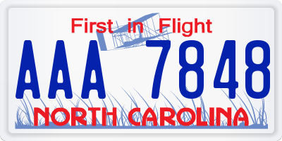 NC license plate AAA7848