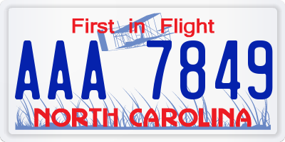 NC license plate AAA7849