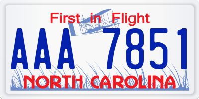 NC license plate AAA7851