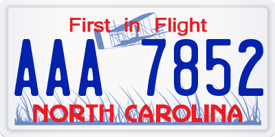 NC license plate AAA7852