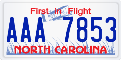 NC license plate AAA7853