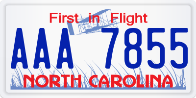 NC license plate AAA7855