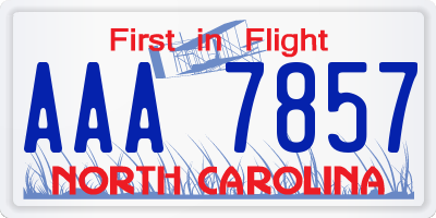 NC license plate AAA7857