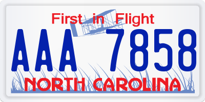 NC license plate AAA7858