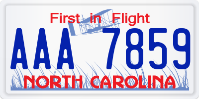 NC license plate AAA7859