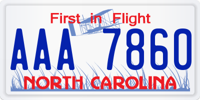 NC license plate AAA7860