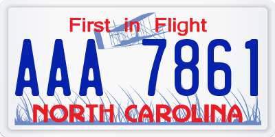 NC license plate AAA7861