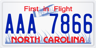 NC license plate AAA7866