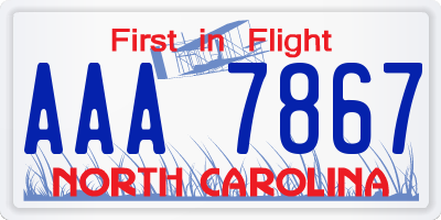 NC license plate AAA7867