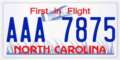 NC license plate AAA7875