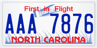 NC license plate AAA7876