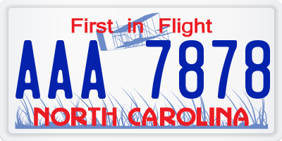 NC license plate AAA7878
