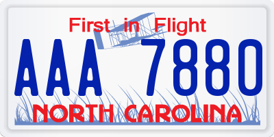 NC license plate AAA7880