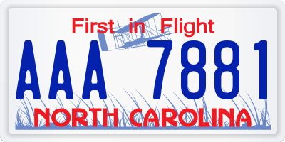 NC license plate AAA7881