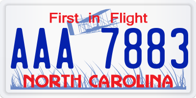 NC license plate AAA7883