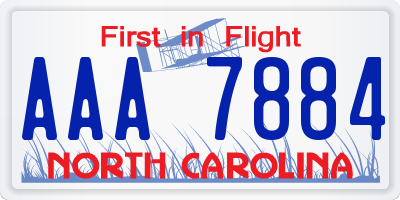 NC license plate AAA7884