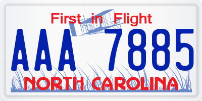NC license plate AAA7885