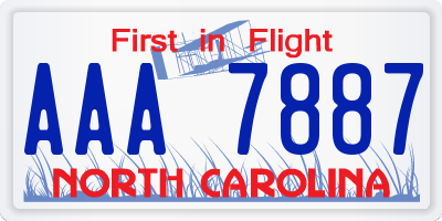NC license plate AAA7887