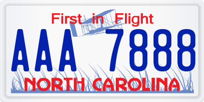 NC license plate AAA7888
