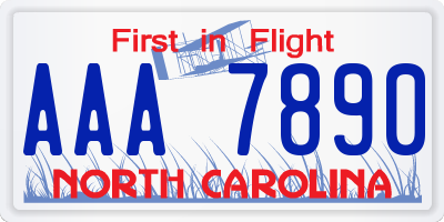 NC license plate AAA7890