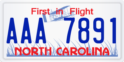 NC license plate AAA7891