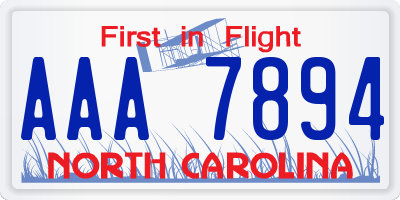 NC license plate AAA7894