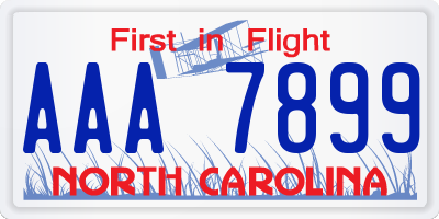 NC license plate AAA7899