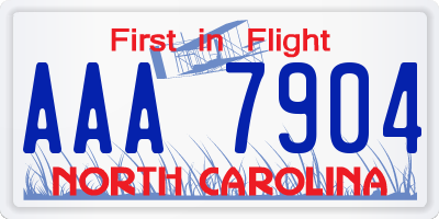 NC license plate AAA7904