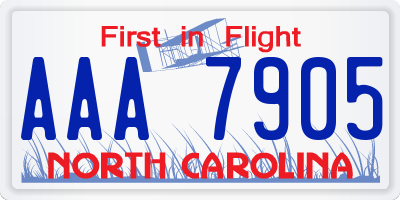 NC license plate AAA7905