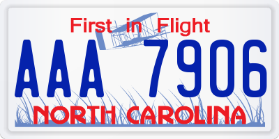 NC license plate AAA7906