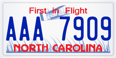 NC license plate AAA7909