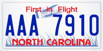 NC license plate AAA7910