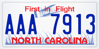 NC license plate AAA7913