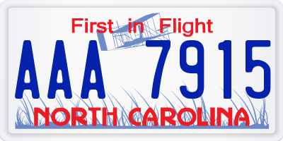 NC license plate AAA7915