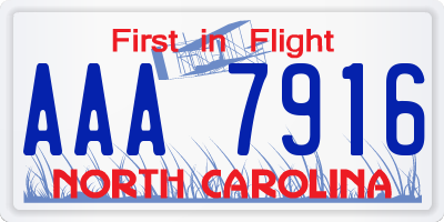 NC license plate AAA7916