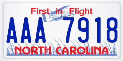 NC license plate AAA7918