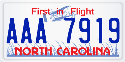 NC license plate AAA7919