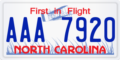 NC license plate AAA7920