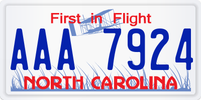 NC license plate AAA7924