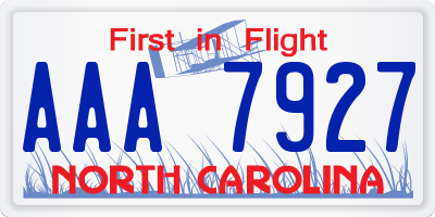 NC license plate AAA7927