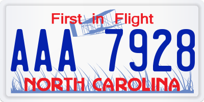 NC license plate AAA7928